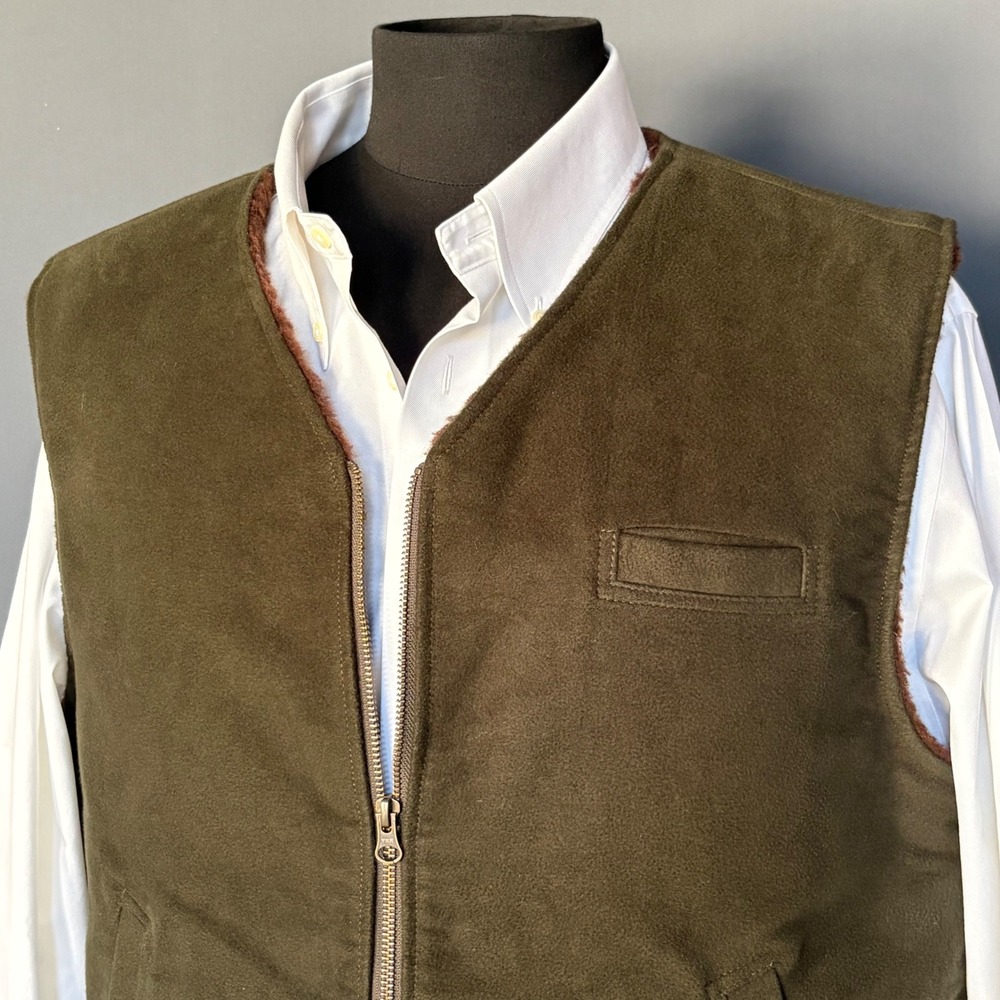 Eat Dust 'One for the Road' Olive Wool Sherpa Vest | Size XXL | Portugal | Rare